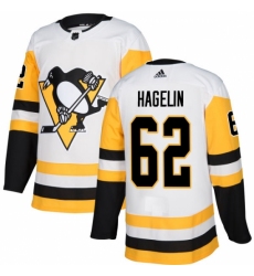 Women's Adidas Pittsburgh Penguins #62 Carl Hagelin Authentic White Away NHL Jersey