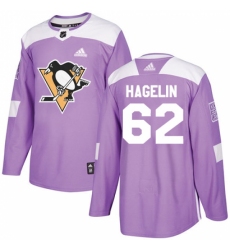 Youth Adidas Pittsburgh Penguins #62 Carl Hagelin Authentic Purple Fights Cancer Practice NHL Jersey