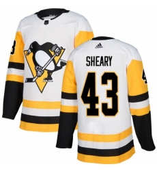 Men's Adidas Pittsburgh Penguins #43 Conor Sheary Authentic White Away NHL Jersey