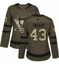 Women's Reebok Pittsburgh Penguins #43 Conor Sheary Authentic Green Salute to Service NHL Jersey