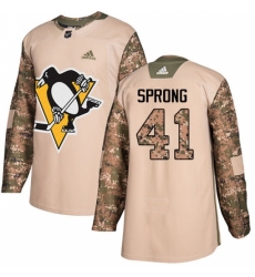 Men's Adidas Pittsburgh Penguins #41 Daniel Sprong Authentic Camo Veterans Day Practice NHL Jersey