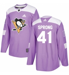 Men's Adidas Pittsburgh Penguins #41 Daniel Sprong Authentic Purple Fights Cancer Practice NHL Jersey