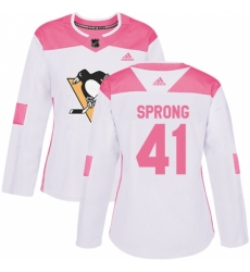 Women's Adidas Pittsburgh Penguins #41 Daniel Sprong Authentic White/Pink Fashion NHL Jersey