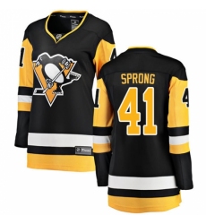 Women's Pittsburgh Penguins #41 Daniel Sprong Fanatics Branded Black Home Breakaway NHL Jersey