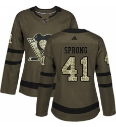 Women's Reebok Pittsburgh Penguins #41 Daniel Sprong Authentic Green Salute to Service NHL Jersey