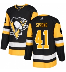 Youth Adidas Pittsburgh Penguins #41 Daniel Sprong Authentic Black Home NHL Jersey