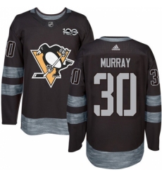 Men's Adidas Pittsburgh Penguins #30 Matt Murray Authentic Black 1917-2017 100th Anniversary NHL Jersey