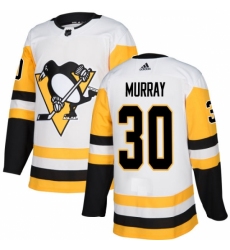 Men's Adidas Pittsburgh Penguins #30 Matt Murray Authentic White Away NHL Jersey