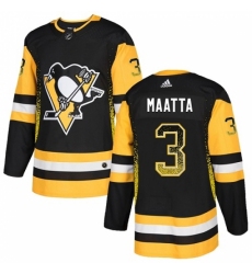 Men's Adidas Pittsburgh Penguins #3 Olli Maatta Authentic Black Drift Fashion NHL Jersey