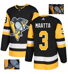 Men's Adidas Pittsburgh Penguins #3 Olli Maatta Authentic Black Fashion Gold NHL Jersey