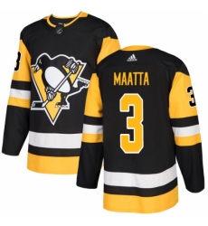 Men's Adidas Pittsburgh Penguins #3 Olli Maatta Authentic Black Home NHL Jersey