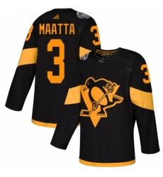Men's Adidas Pittsburgh Penguins #3 Olli Maatta Black Authentic 2019 Stadium Series Stitched NHL Jersey