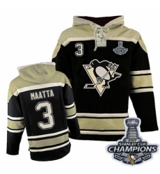 Men's Old Time Hockey Pittsburgh Penguins #3 Olli Maatta Authentic Black Sawyer Hooded Sweatshirt 2017 Stanley Cup Champions