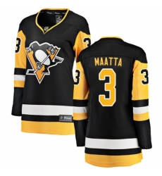 Women's Pittsburgh Penguins #3 Olli Maatta Fanatics Branded Black Home Breakaway NHL Jersey