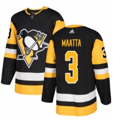Youth Adidas Pittsburgh Penguins #3 Olli Maatta Authentic Black Home NHL Jersey