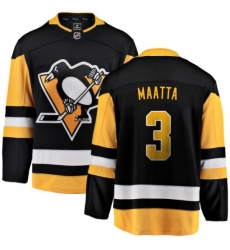 Youth Pittsburgh Penguins #3 Olli Maatta Fanatics Branded Black Home Breakaway NHL Jersey