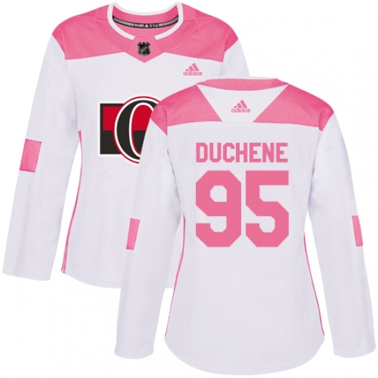 Women's Adidas Ottawa Senators #95 Matt Duchene Authentic White/Pink Fashion NHL Jersey Women's Adidas Ottawa Senators #95 Matt Duchene Authentic White/Pink Fashion NHL Jersey