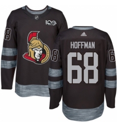 Men's Adidas Ottawa Senators #68 Mike Hoffman Authentic Black 1917-2017 100th Anniversary NHL Jersey