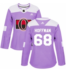 Women's Adidas Ottawa Senators #68 Mike Hoffman Authentic Purple Fights Cancer Practice NHL Jersey