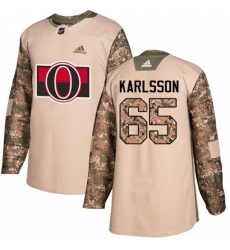 Men's Adidas Ottawa Senators #65 Erik Karlsson Authentic Camo Veterans Day Practice NHL Jersey