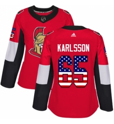 Women's Adidas Ottawa Senators #65 Erik Karlsson Authentic Red USA Flag Fashion NHL Jersey