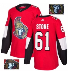 Men's Adidas Ottawa Senators #61 Mark Stone Authentic Red Fashion Gold NHL Jersey