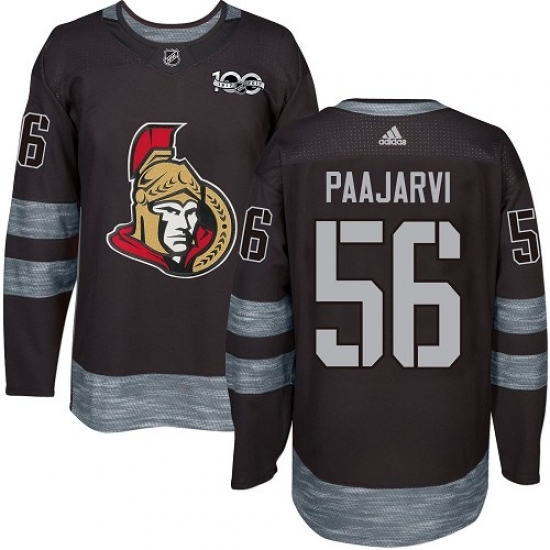 Men's Adidas Ottawa Senators #56 Magnus Paajarvi Authentic Black 1917-2017 100th Anniversary NHL Jersey Men's Adidas Ottawa Senators #56 Magnus Paajarvi Authentic Black 1917-2017 100th Anniversary NHL Jersey