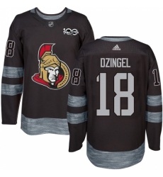 Men's Adidas Ottawa Senators #18 Ryan Dzingel Authentic Black 1917-2017 100th Anniversary NHL Jersey