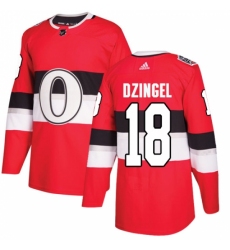 Men's Adidas Ottawa Senators #18 Ryan Dzingel Authentic Red 2017 100 Classic NHL Jersey