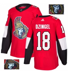 Men's Adidas Ottawa Senators #18 Ryan Dzingel Authentic Red Fashion Gold NHL Jersey