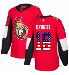 Men's Adidas Ottawa Senators #18 Ryan Dzingel Authentic Red USA Flag Fashion NHL Jersey