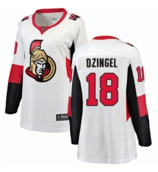 Women's Ottawa Senators #18 Ryan Dzingel Fanatics Branded White Away Breakaway NHL Jersey