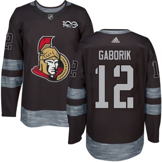 Men's Adidas Ottawa Senators #12 Marian Gaborik Authentic Black 1917-2017 100th Anniversary NHL Jersey Men's Adidas Ottawa Senators #12 Marian Gaborik Authentic Black 1917-2017 100th Anniversary NHL Jersey