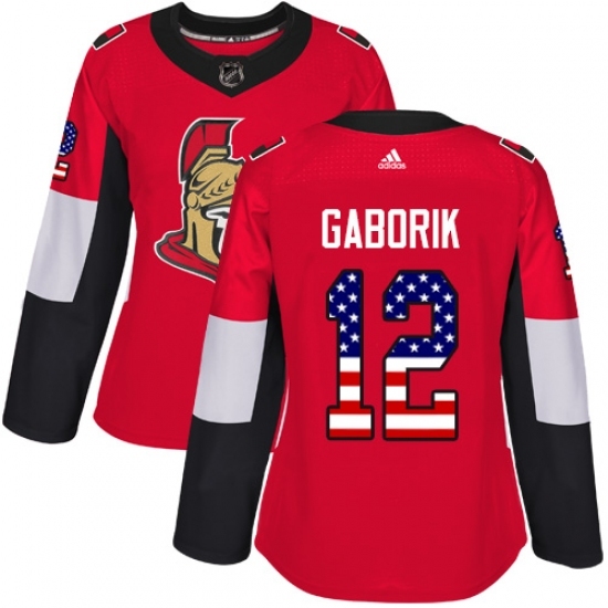 Women's Adidas Ottawa Senators #12 Marian Gaborik Authentic Red USA Flag Fashion NHL Jersey Women's Adidas Ottawa Senators #12 Marian Gaborik Authentic Red USA Flag Fashion NHL Jersey