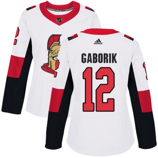 Women's Adidas Ottawa Senators #12 Marian Gaborik Authentic White Away NHL Jersey Women's Adidas Ottawa Senators #12 Marian Gaborik Authentic White Away NHL Jersey