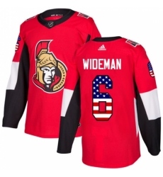 Men's Adidas Ottawa Senators #6 Chris Wideman Authentic Red USA Flag Fashion NHL Jersey