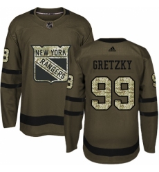 Men's Adidas New York Rangers #99 Wayne Gretzky Authentic Green Salute to Service NHL Jersey