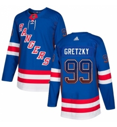 Men's Adidas New York Rangers #99 Wayne Gretzky Authentic Royal Blue Drift Fashion NHL Jersey