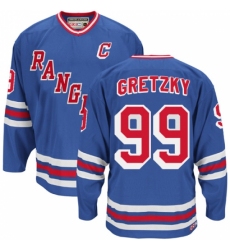 Men's CCM New York Rangers #99 Wayne Gretzky Authentic Royal Blue Heroes of Hockey Alumni Throwback NHL Jersey