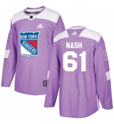 Men's Adidas New York Rangers #61 Rick Nash Authentic Purple Fights Cancer Practice NHL Jersey