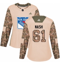 Women's Adidas New York Rangers #61 Rick Nash Authentic Camo Veterans Day Practice NHL Jersey