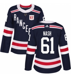 Women's Adidas New York Rangers #61 Rick Nash Authentic Navy Blue 2018 Winter Classic NHL Jersey