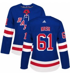 Women's Adidas New York Rangers #61 Rick Nash Authentic Royal Blue Home NHL Jersey