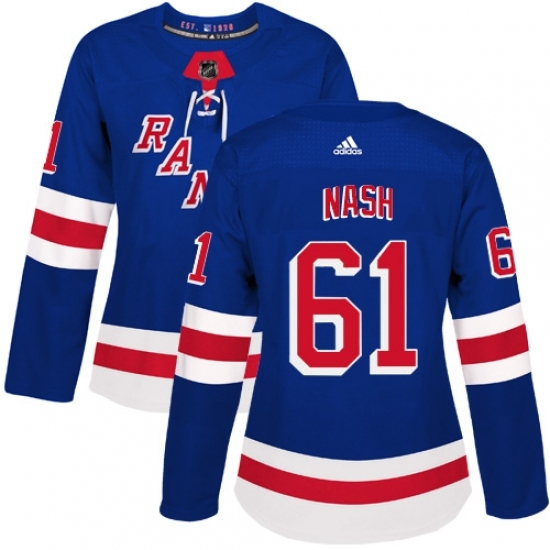 Women's Adidas New York Rangers #61 Rick Nash Authentic Royal Blue Home NHL Jersey Women's Adidas New York Rangers #61 Rick Nash Authentic Royal Blue Home NHL Jersey