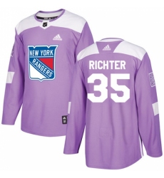 Men's Adidas New York Rangers #35 Mike Richter Authentic Purple Fights Cancer Practice NHL Jersey