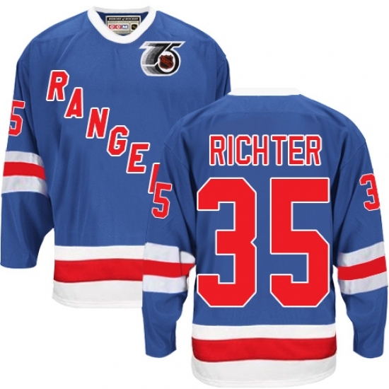 Men's CCM New York Rangers #35 Mike Richter Authentic Royal Blue 75TH Throwback NHL Jersey Men's CCM New York Rangers #35 Mike Richter Authentic Royal Blue 75TH Throwback NHL Jersey