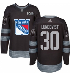 Men's Adidas New York Rangers #30 Henrik Lundqvist Authentic Black 1917-2017 100th Anniversary NHL Jersey