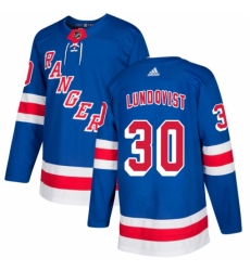 Men's Adidas New York Rangers #30 Henrik Lundqvist Authentic Royal Blue Home NHL Jersey