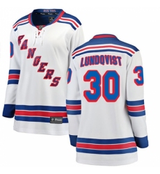 Women's New York Rangers #30 Henrik Lundqvist Fanatics Branded White Away Breakaway NHL Jersey