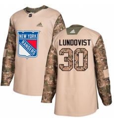 Youth Adidas New York Rangers #30 Henrik Lundqvist Authentic Camo Veterans Day Practice NHL Jersey